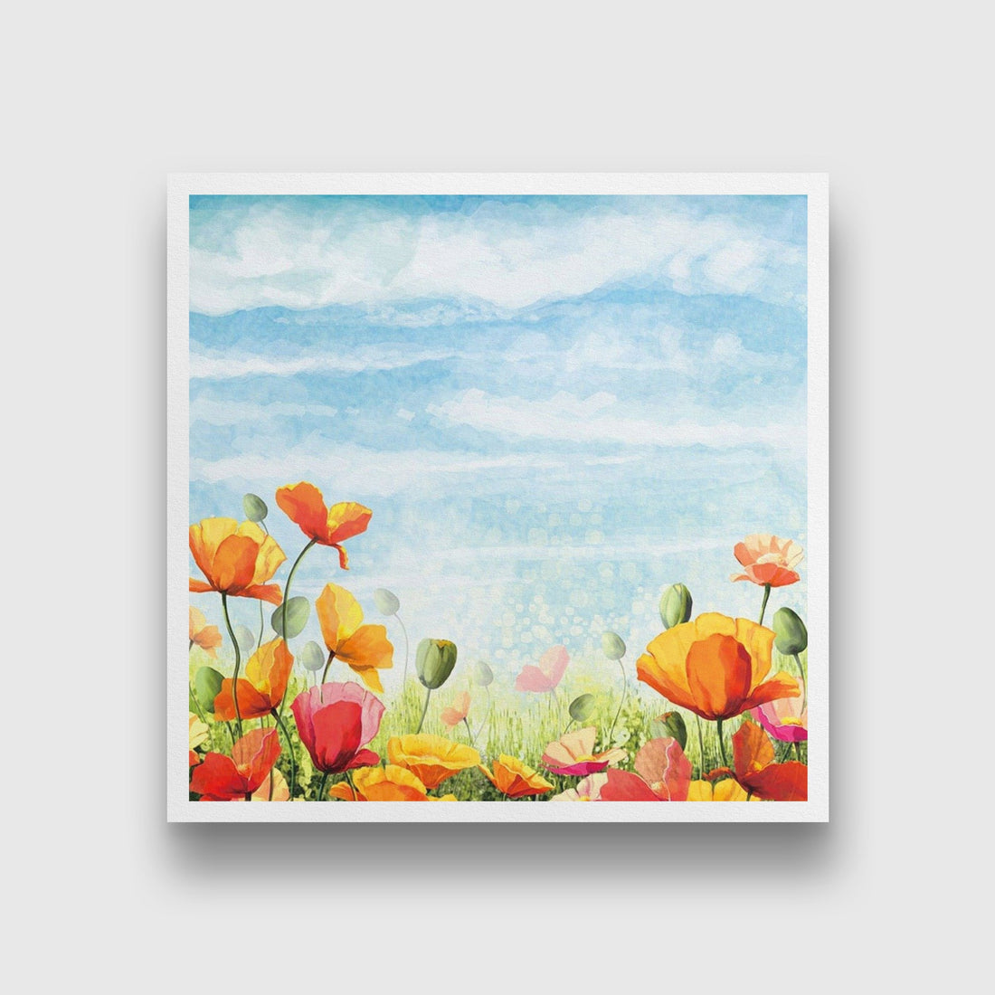 Flowers Painting - Meri Deewar 1 : 1 Square Premium Wall Art Canvas by MeriDeewar