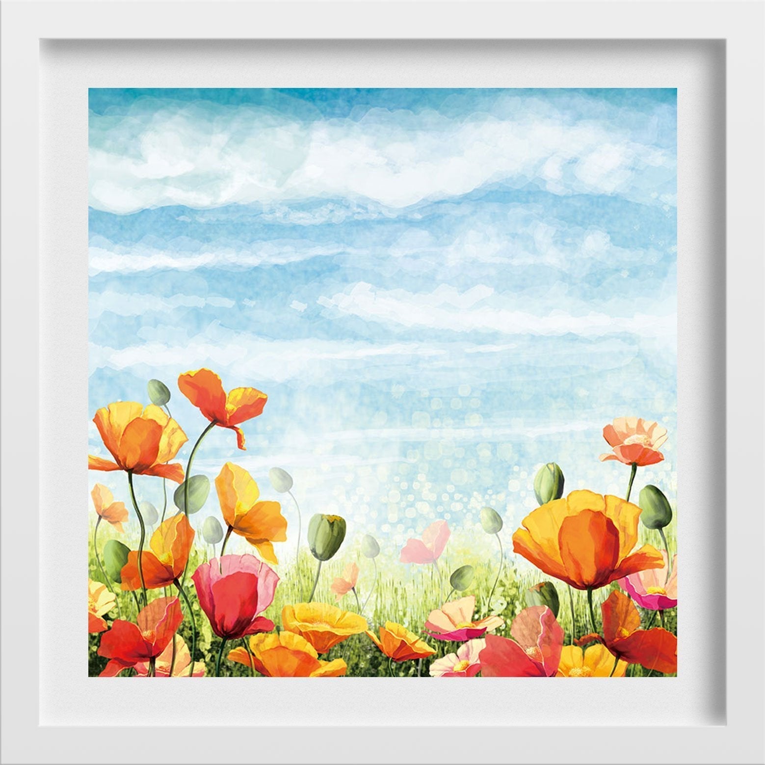 Flowers Painting - Meri Deewar 1 : 1 Square Premium Wall Art Canvas by MeriDeewar