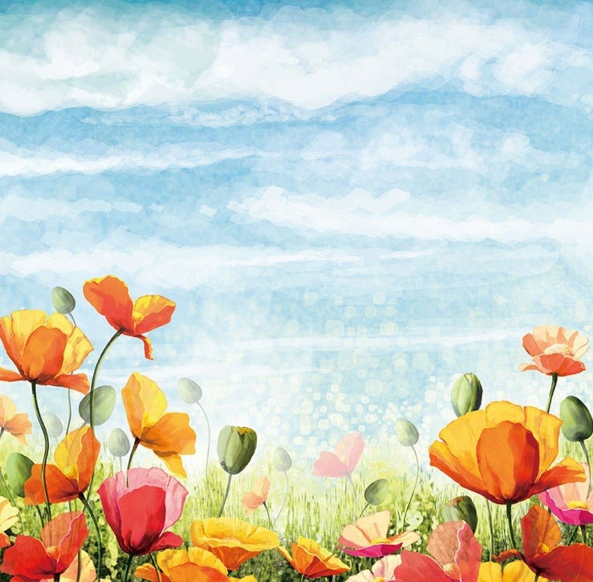 Flowers Painting - Meri Deewar 1 : 1 Square Premium Wall Art Canvas by MeriDeewar