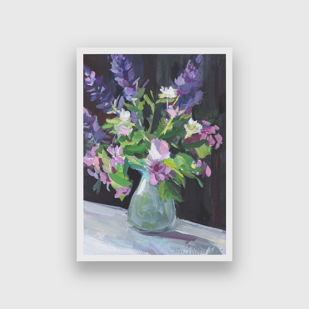 Flowers vase gouache Painting 2 : 3 Vertical Premium Wall Art Canvas by MeriDeewar