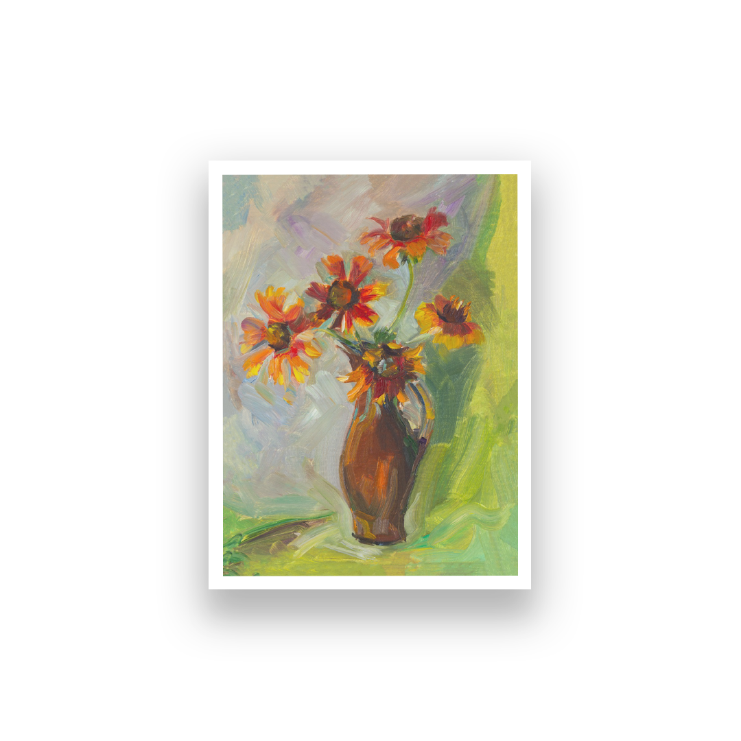 Flowersred Floral Sketch Painting 3 : 4 Vertical Premium Wall Art Canvas by MeriDeewar