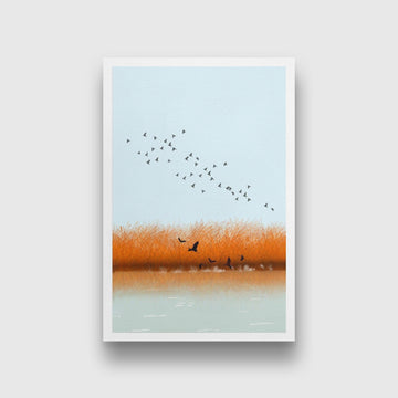 Flying Birds Artwork Painting - Meri Deewar 2 : 3 Vertical Premium Wall Art Canvas by MeriDeewar