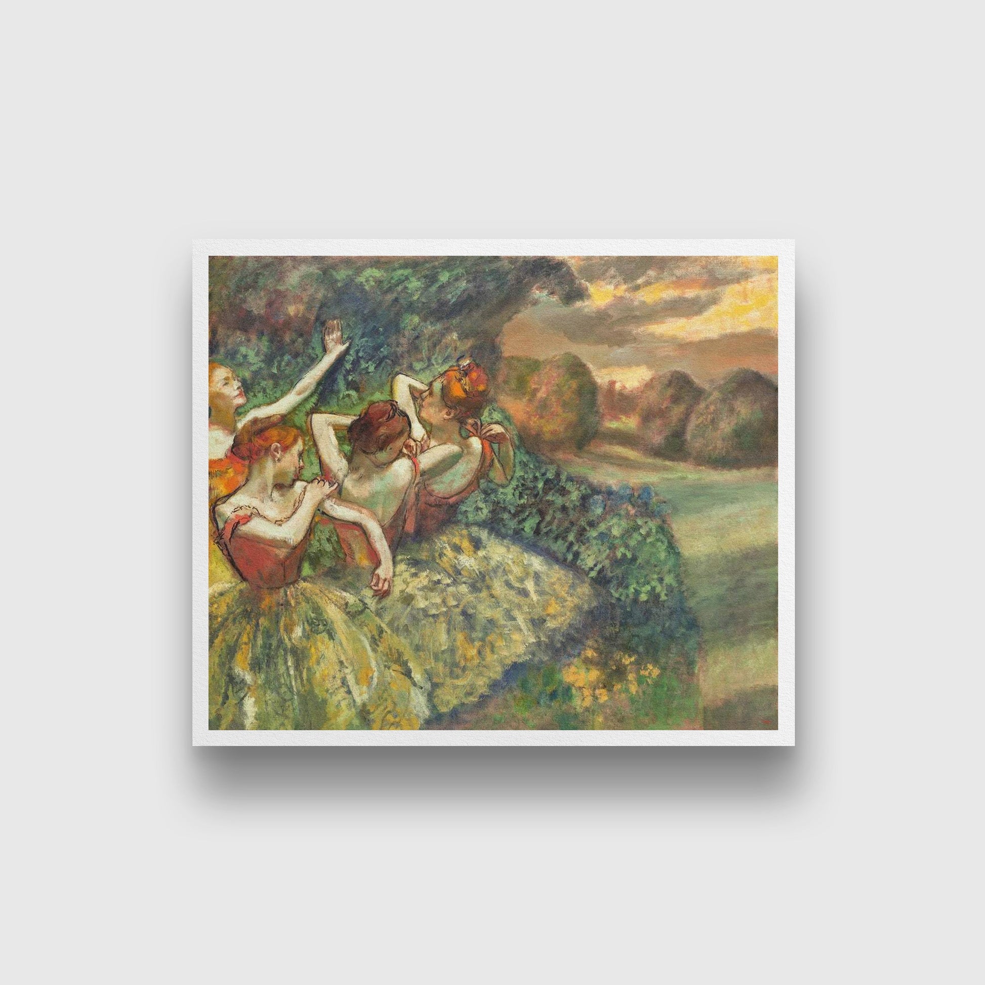 Four Dancers Painting - Meri Deewar 1 : 1 Square Premium Wall Art Canvas by MeriDeewar