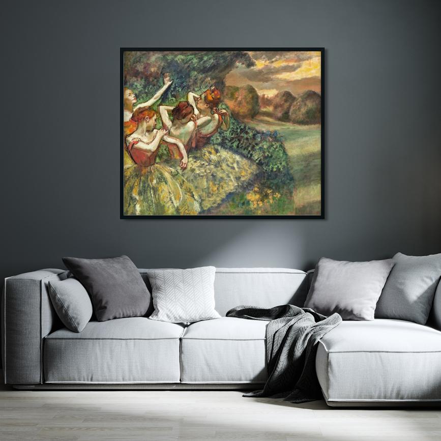 Four Dancers Painting - Meri Deewar 1 : 1 Square Premium Wall Art Canvas by MeriDeewar