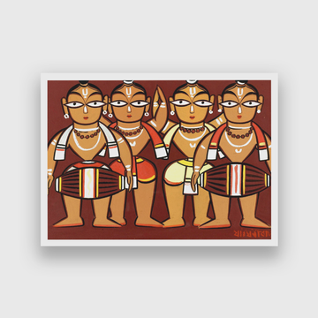 Four Drummers Painting 3 : 2 Horizontal Premium Wall Art Canvas by MeriDeewar