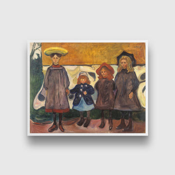 Four Girls in Asgardstrand Painting - Meri Deewar 4 : 3 Horizontal Premium Wall Art Canvas by MeriDeewar