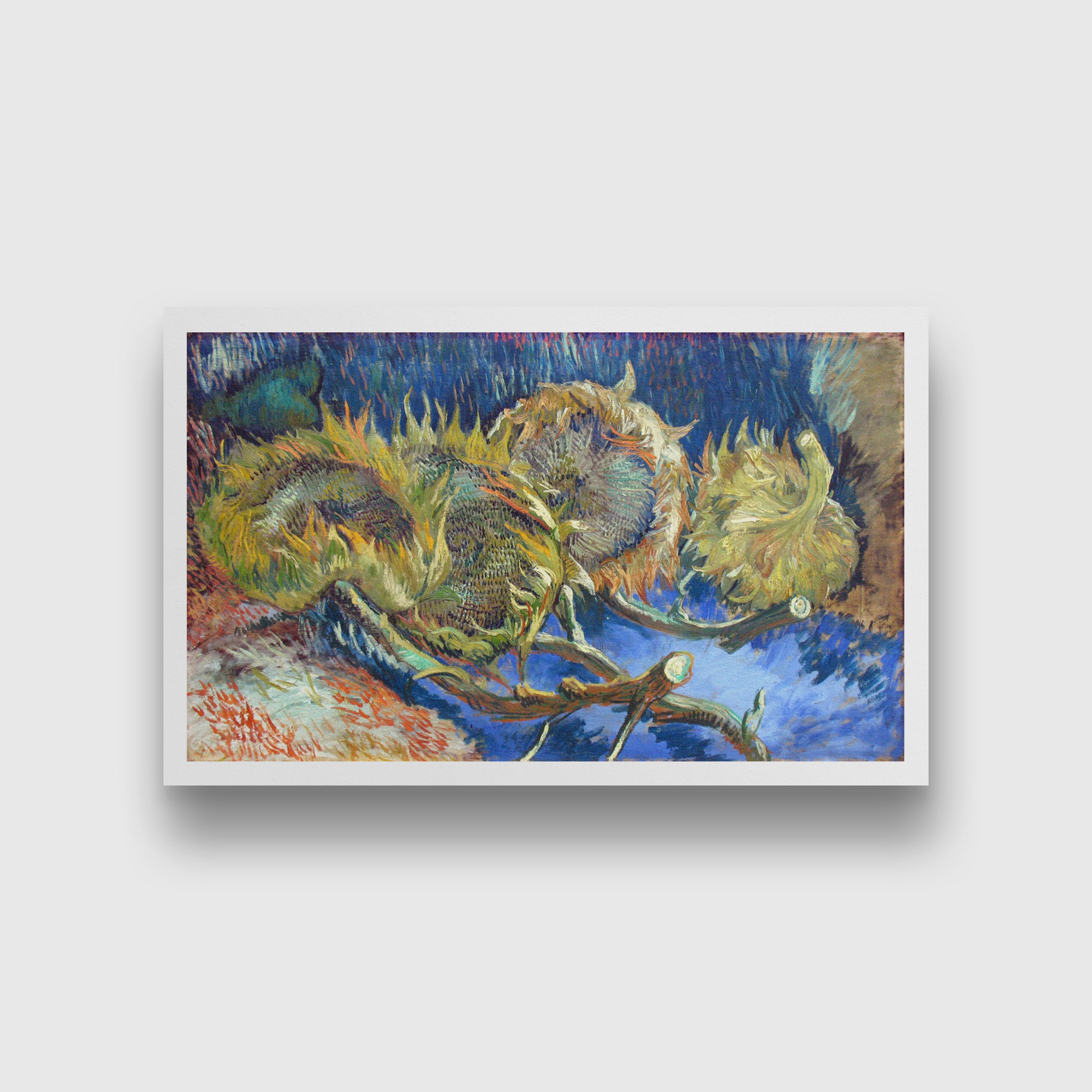 Four Withered Sunflowers  famous painting 2 : 1 Horizontal Premium Wall Art Canvas by MeriDeewar