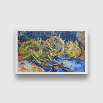 Four Withered Sunflowers famous painting 2 : 1 Horizontal Premium Wall Art Canvas by MeriDeewar