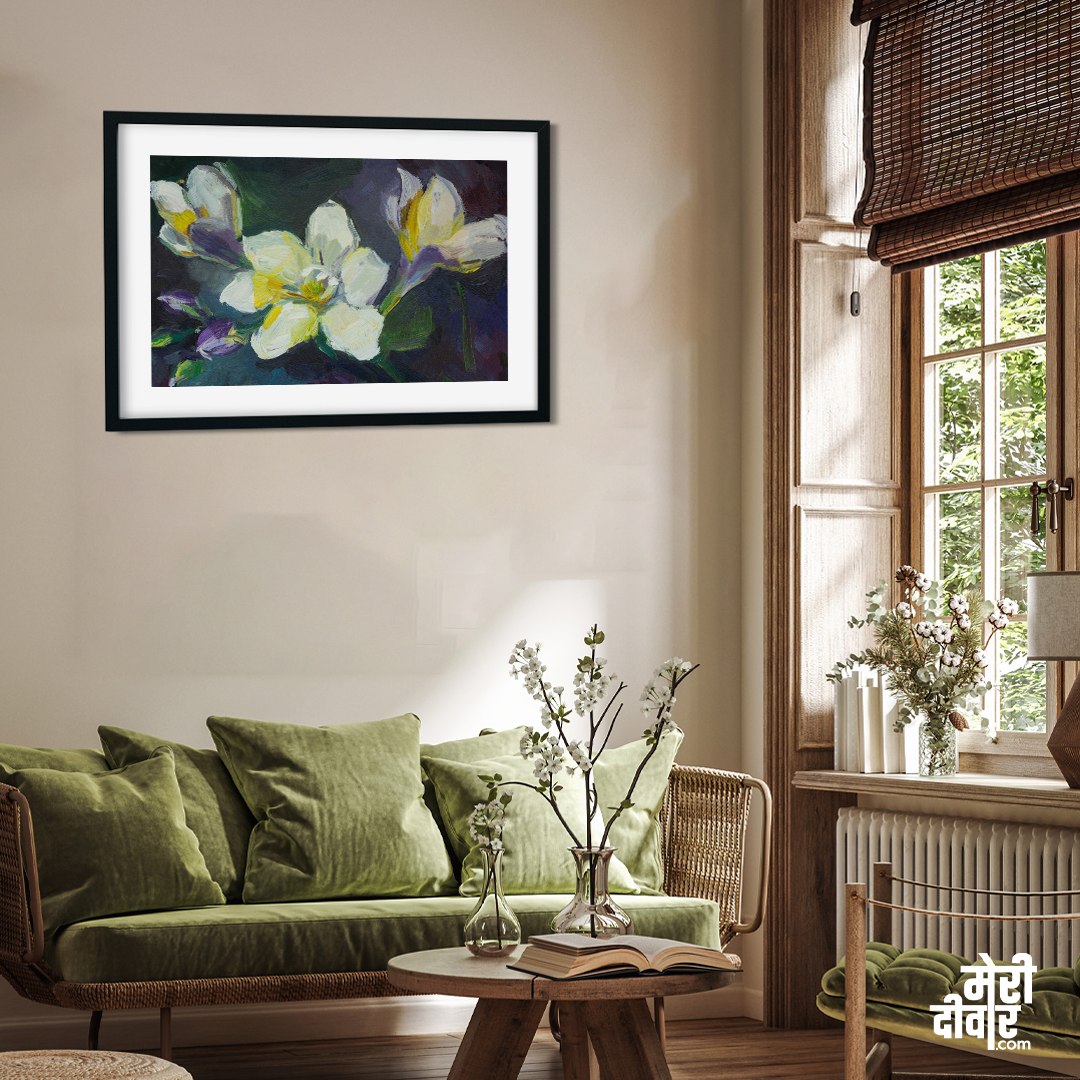 Freesia Oil Painting 3 : 2 Horizontal Premium Wall Art Canvas by MeriDeewar