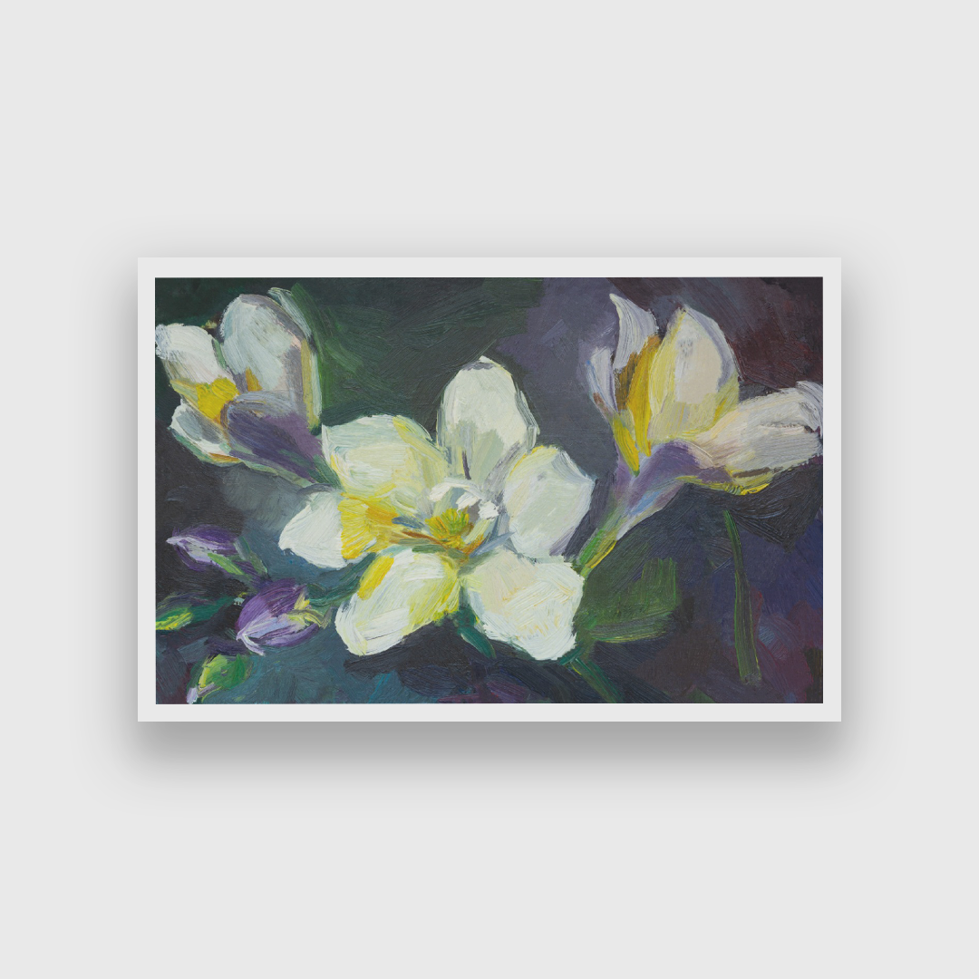 Freesia Oil Painting 3 : 2 Horizontal Premium Wall Art Canvas by MeriDeewar