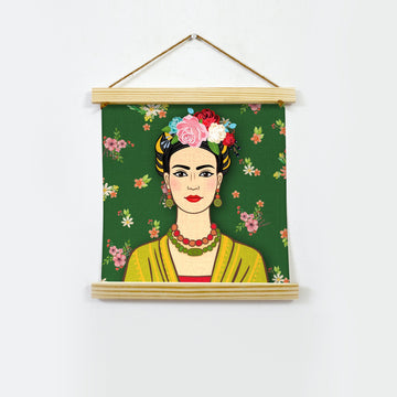 Frida Kahlo Artwork Hanging Canvas Painting - Meri Deewar Hanging Canvas Premium Wall Art Canvas by MeriDeewar