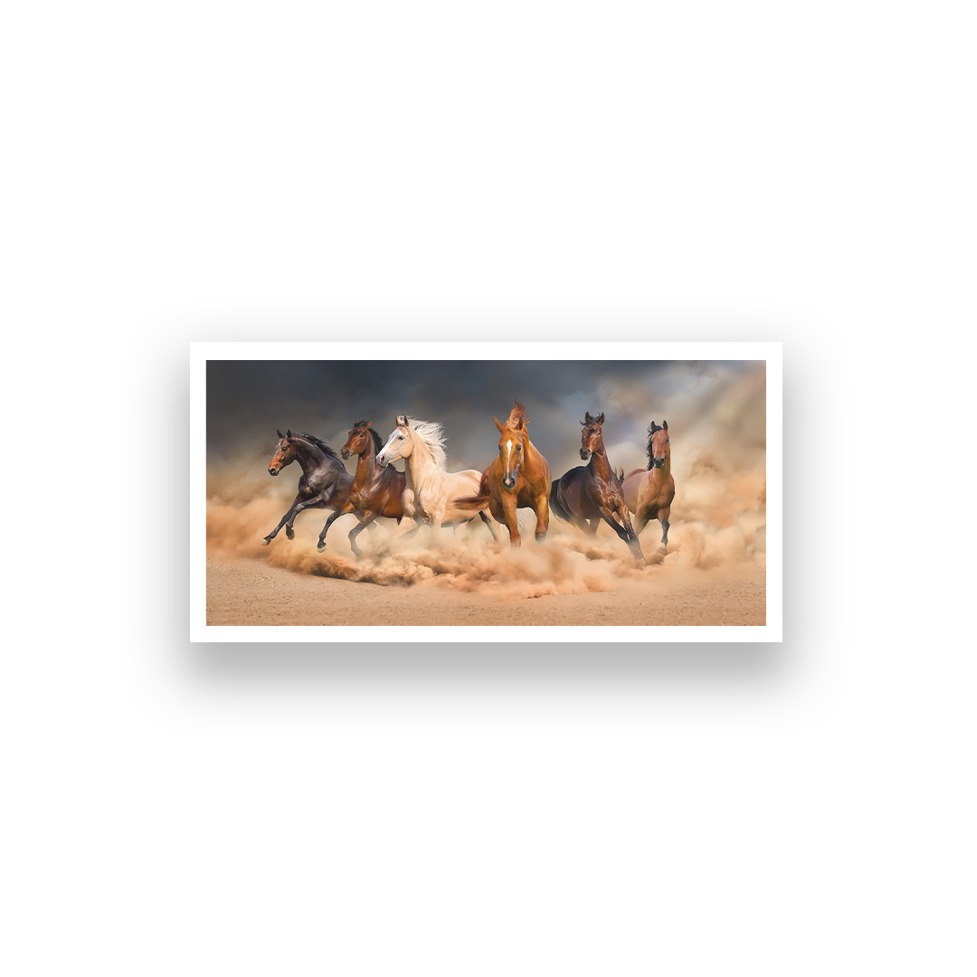 Galloping Horses Wall Painting 4 : 3 Horizontal Premium Wall Art Canvas by MeriDeewar