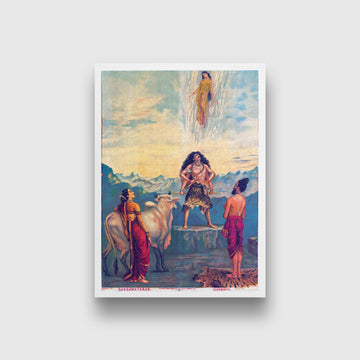 Gangawataran Descent of Ganga Painting Made By Raja Ravi Varma - Meri Deewar 3 : 4.2 Vertical Premium Wall Art Canvas by MeriDeewar