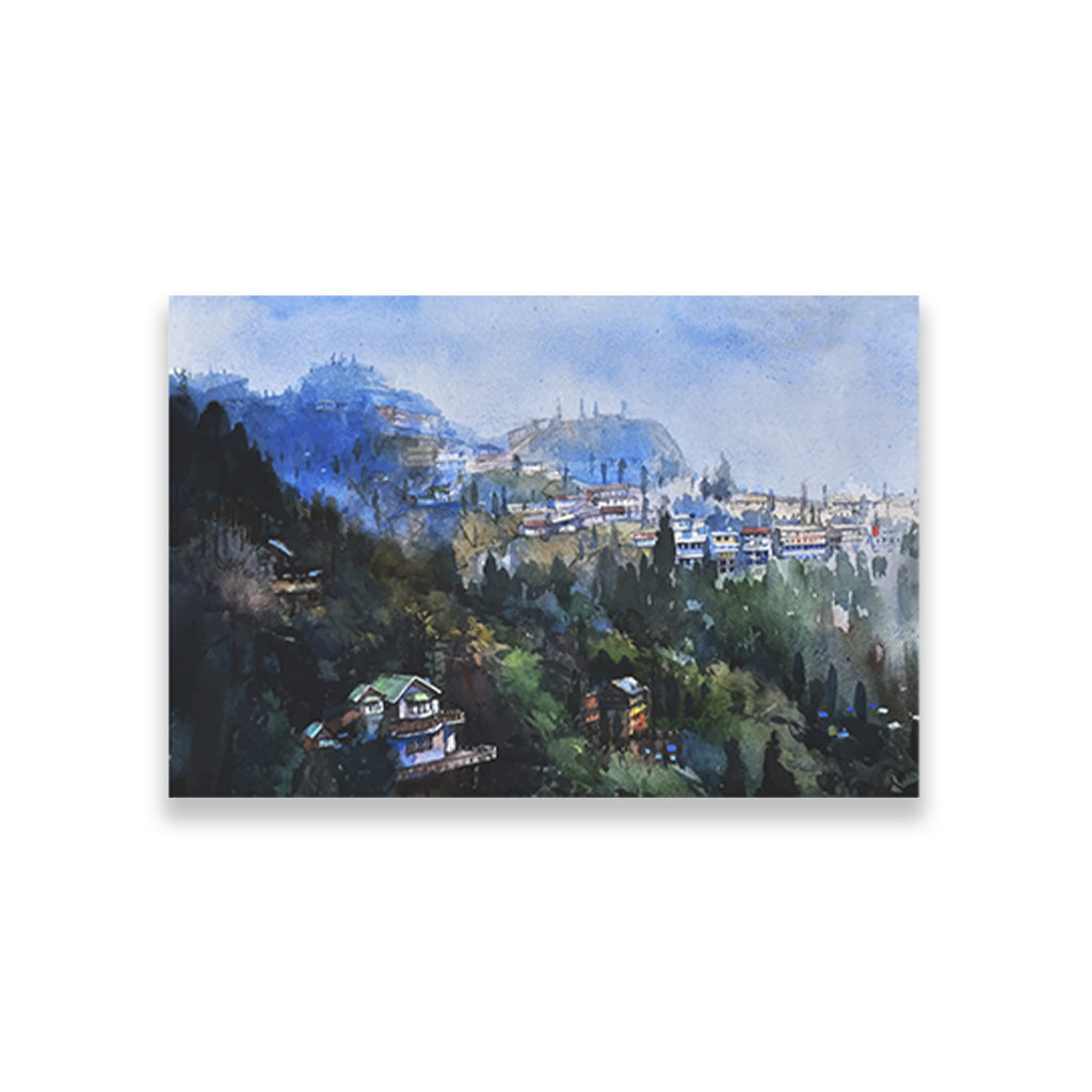Gangtok Cityscape Painting - Meri Deewar 2 : 3 Vertical Premium Wall Art Canvas by MeriDeewar