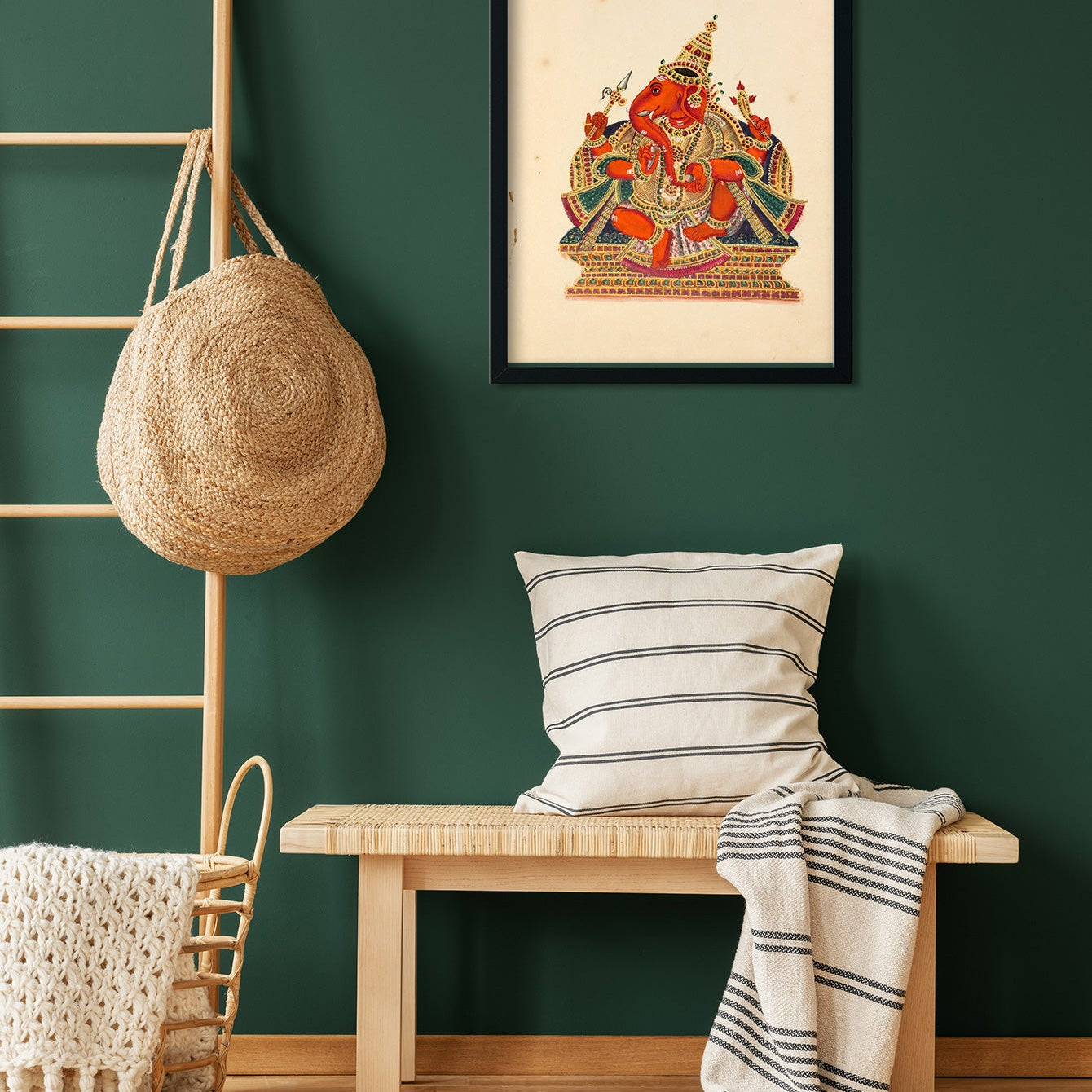 Ganpati Painting 4 :5 Vertical Premium Wall Art Canvas by MeriDeewar