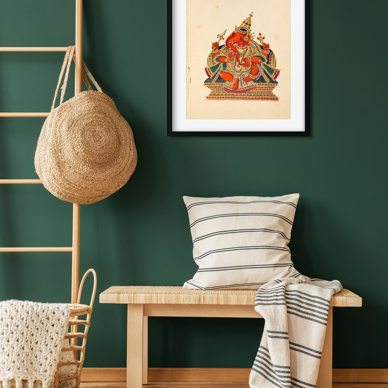 Ganpati Painting 4 :5 Vertical Premium Wall Art Canvas by MeriDeewar