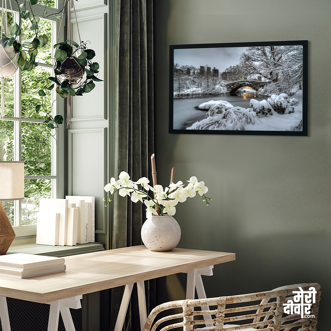 Gapstow Bridge Central Park New York Wall Painting 3 : 2 Horizontal Premium Wall Art Canvas by MeriDeewar