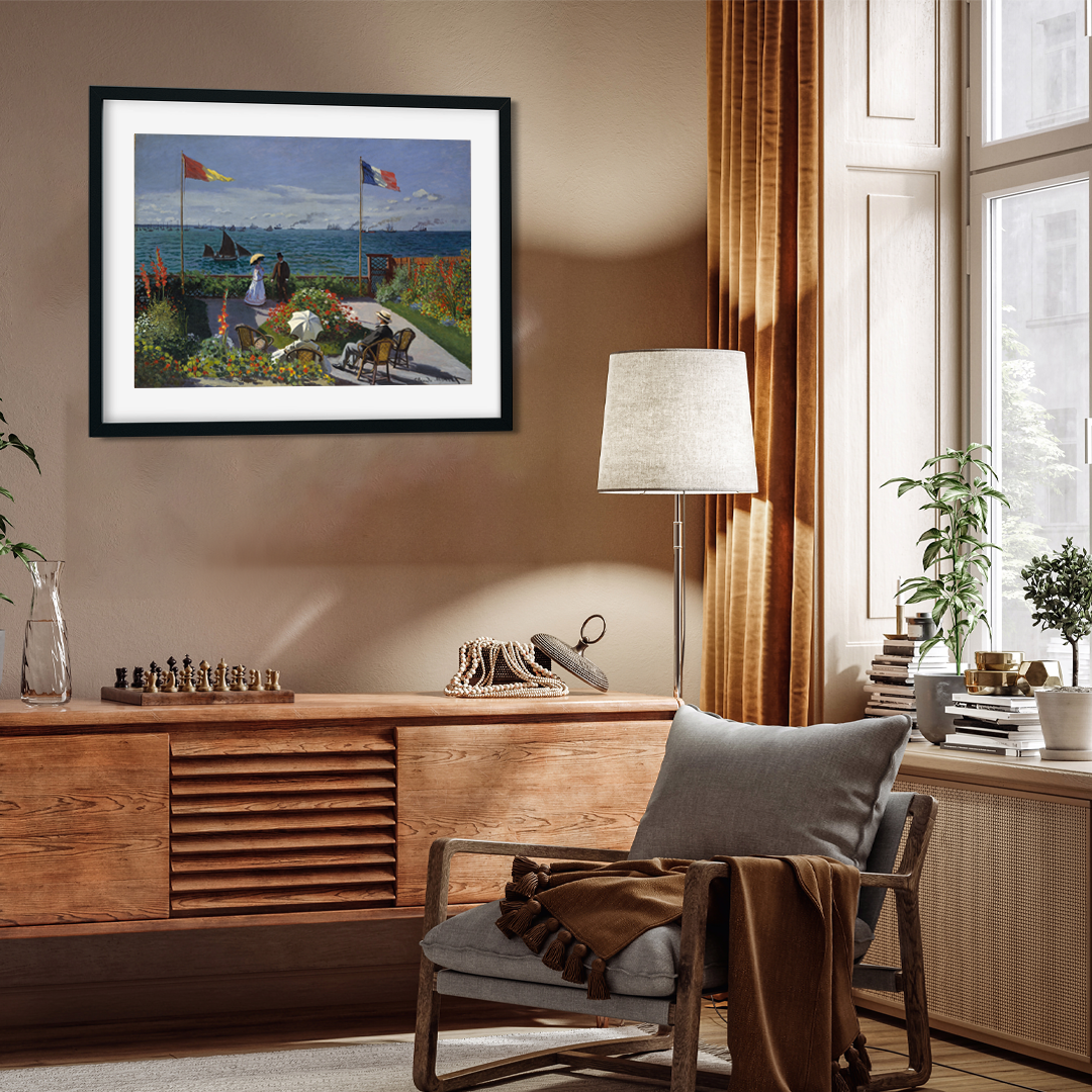 Garden at Sainte Adresse Painting 4 : 3 Horizontal Premium Wall Art Canvas by MeriDeewar