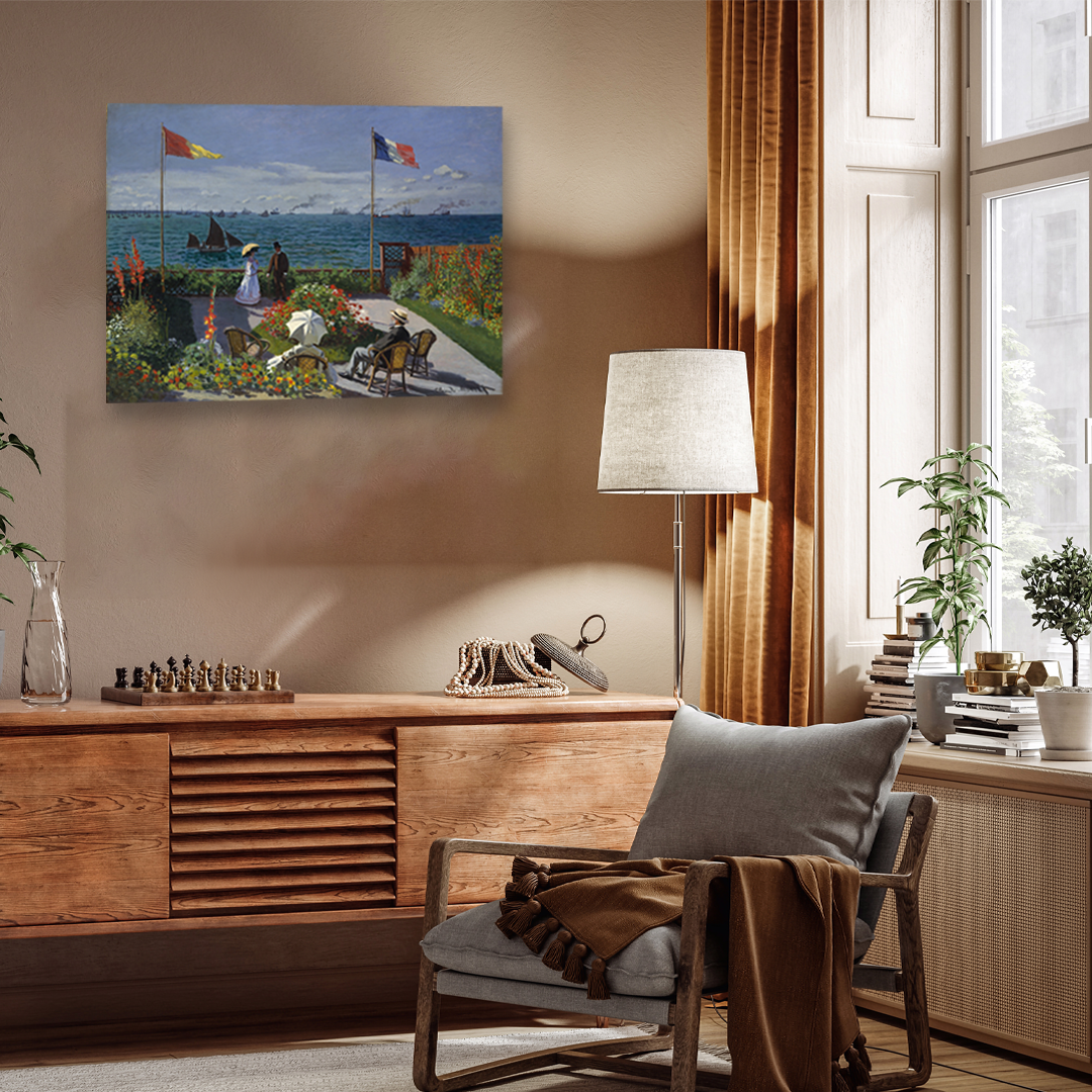 Garden at Sainte Adresse Painting 4 : 3 Horizontal Premium Wall Art Canvas by MeriDeewar