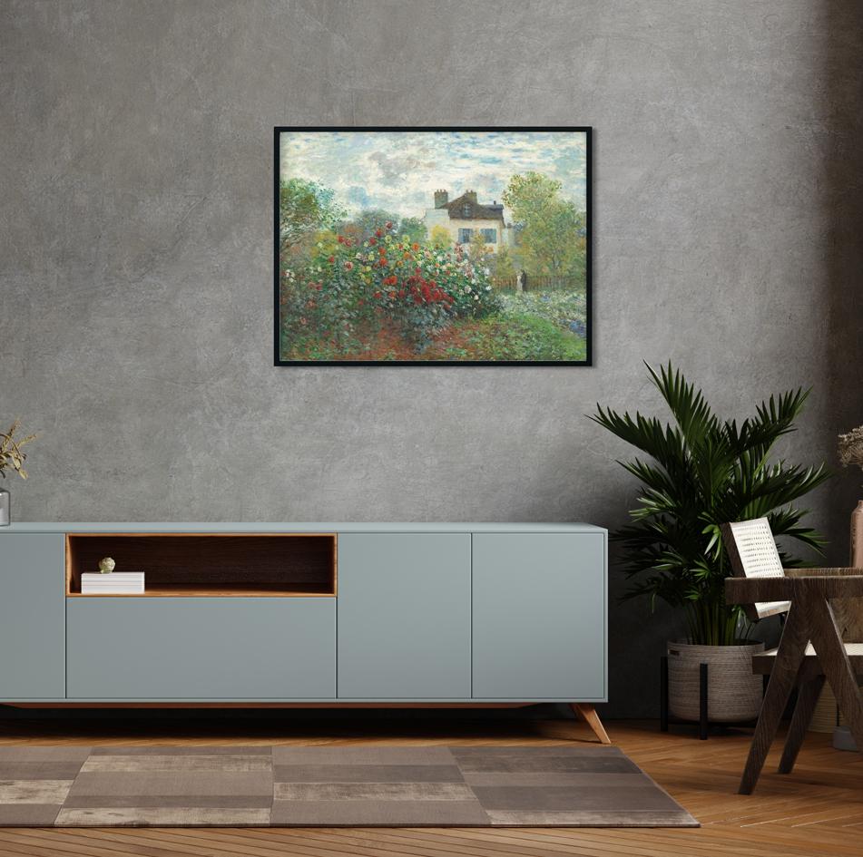 Garden Painting By Claude Monet- Meri Deewar 4 : 3 Horizontal Premium Wall Art Canvas by MeriDeewar