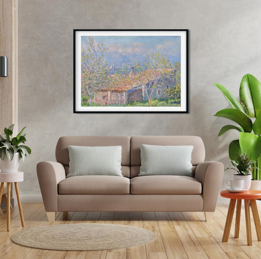 Gardener's House at Antibes Painting by Claude Monet 4 : 3 Horizontal Premium Wall Art Canvas by MeriDeewar