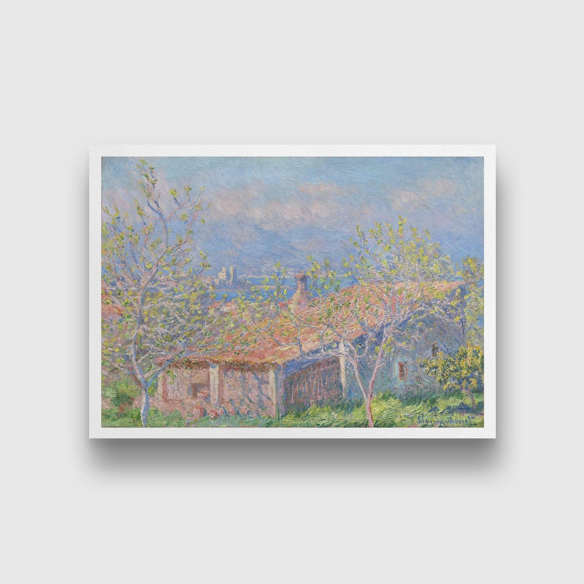 Gardener's House at Antibes Painting by Claude Monet 4 : 3 Horizontal Premium Wall Art Canvas by MeriDeewar