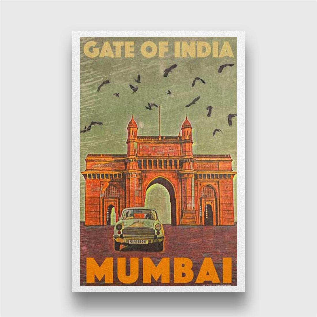 Gate Way of Inida Vintage Poster 2 : 3 Vertical Premium Wall Art Canvas by MeriDeewar
