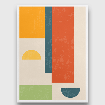 Geometric Abstract Vintage Wall Painting 3 : 4.2 Vertical Premium Wall Art Canvas by MeriDeewar