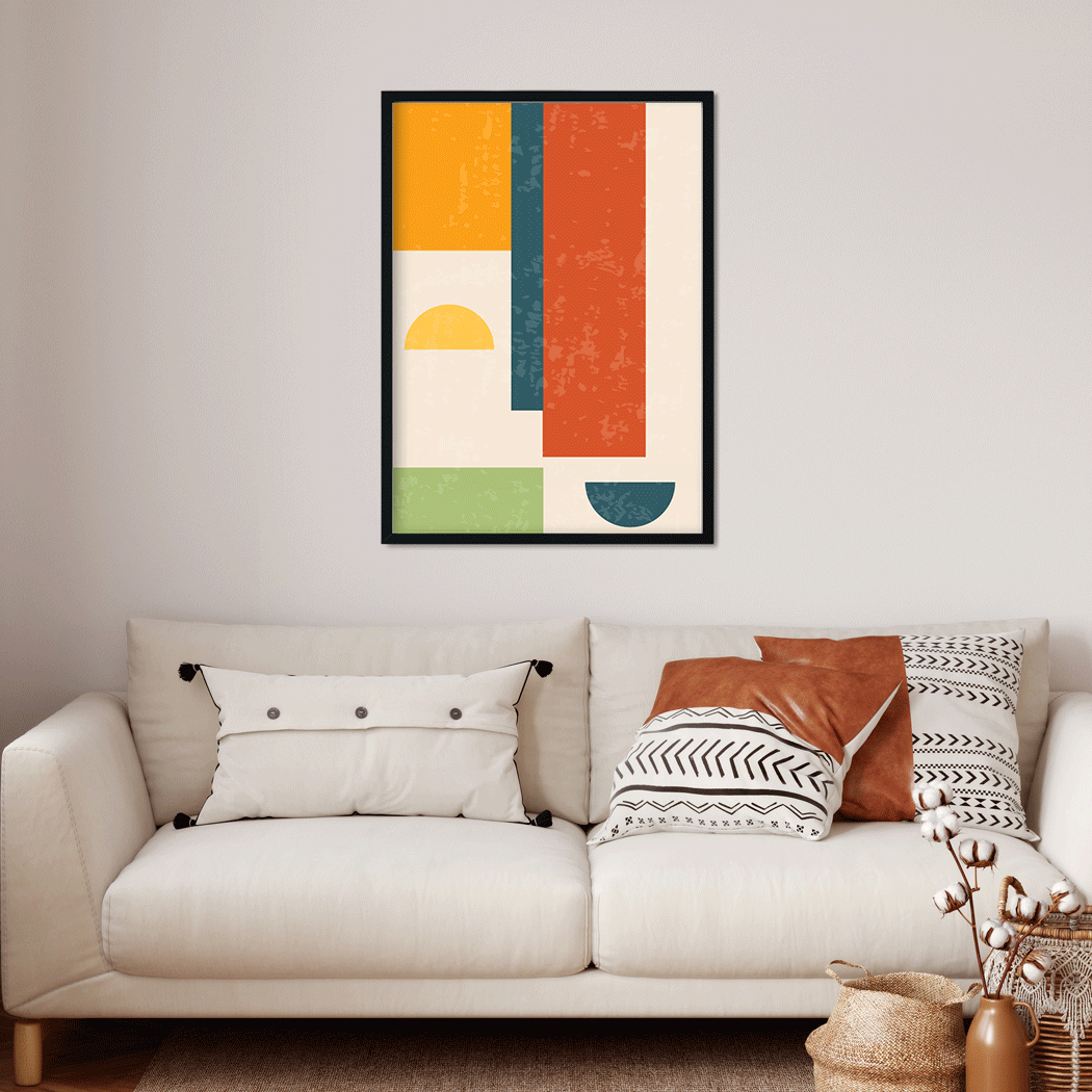 Geometric Abstract Vintage Wall Painting 3 : 4.2 Vertical Premium Wall Art Canvas by MeriDeewar