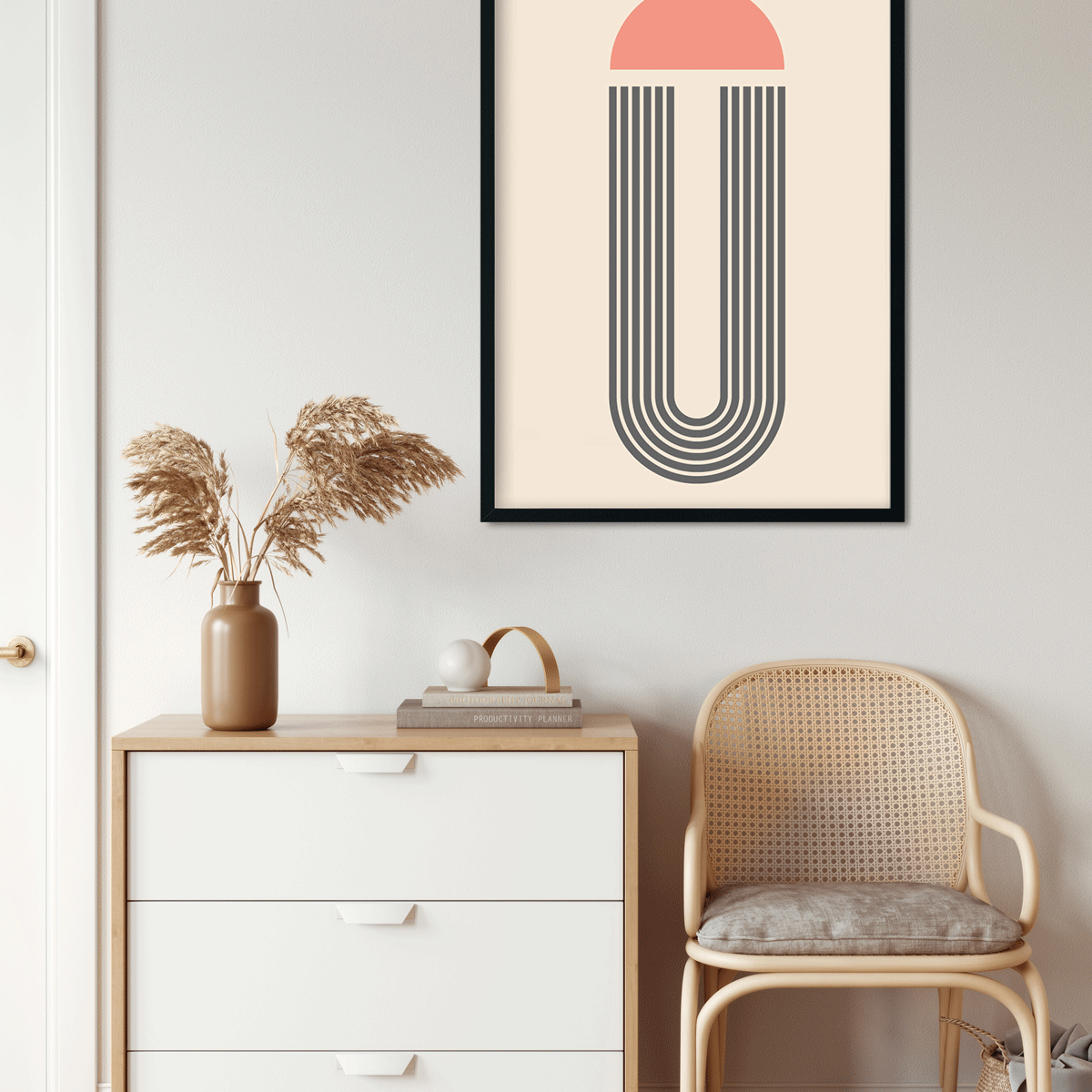Geometric Capsule Painting 3 : 4.2 Vertical Premium Wall Art Canvas by MeriDeewar