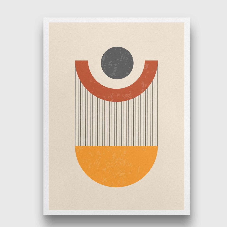 Geometric semicircle Painting 4 X 5.5 Vertical Premium Wall Art Canvas by MeriDeewar