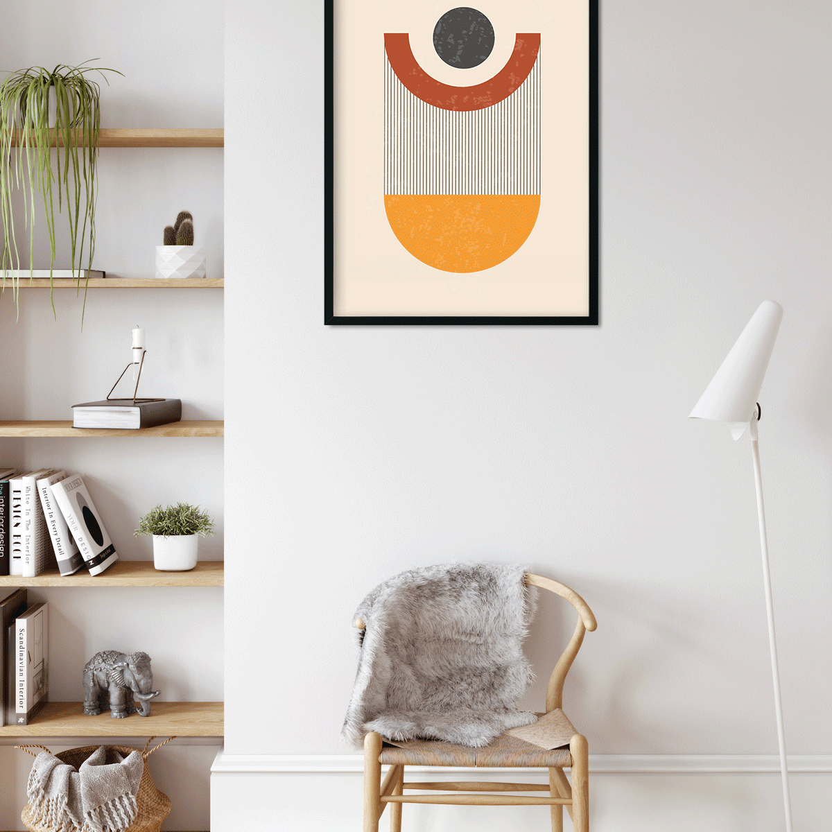 Geometric semicircle Painting 4 X 5.5 Vertical Premium Wall Art Canvas by MeriDeewar