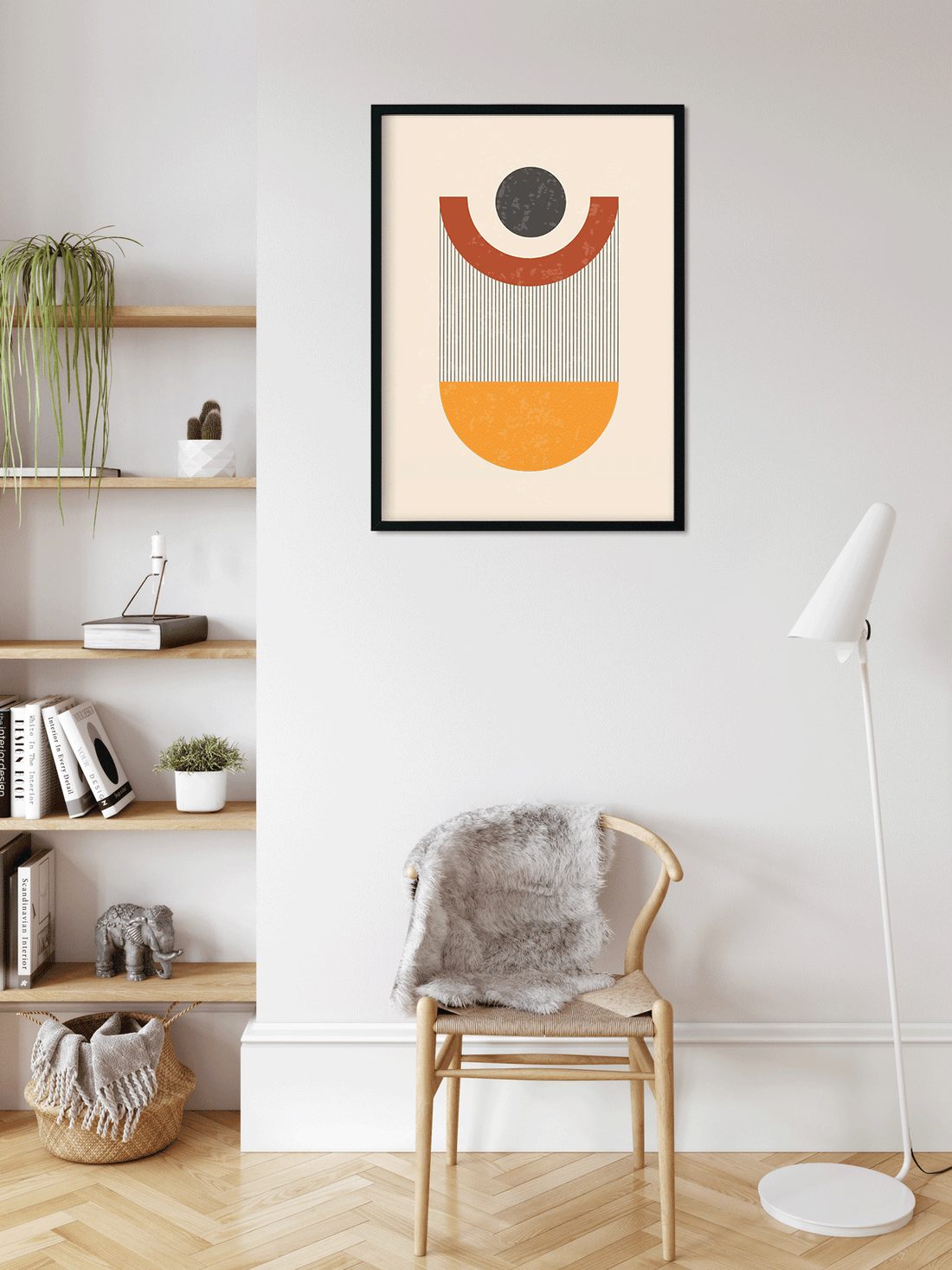 Geometric semicircle Painting 4 X 5.5 Vertical Premium Wall Art Canvas by MeriDeewar