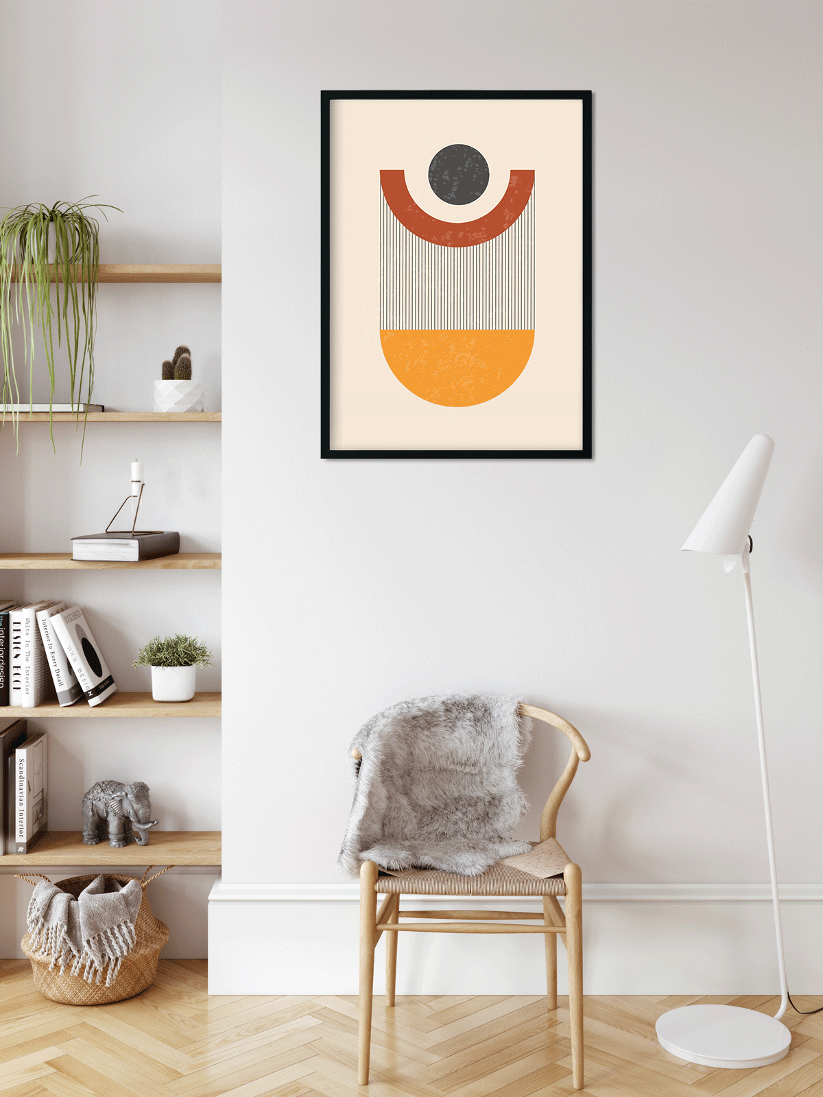 Geometric semicircle Painting 4 X 5.5 Vertical Premium Wall Art Canvas by MeriDeewar