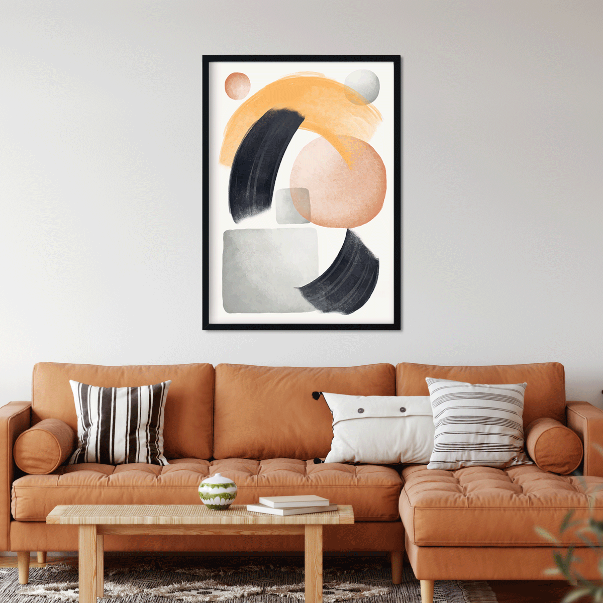 Geometric shapes abstract watercolor Painting 3 : 4 Vertical Premium Wall Art Canvas by MeriDeewar