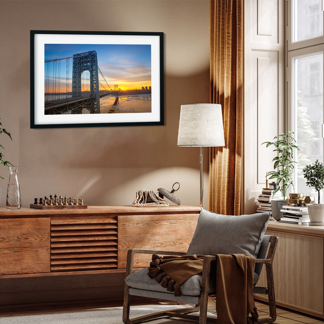George Washington Bridge Wall Painting 3 : 2 Horizontal Premium Wall Art Canvas by MeriDeewar