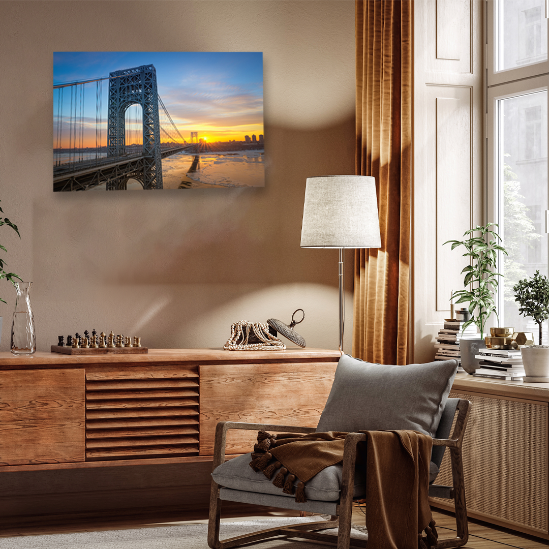 George Washington Bridge Wall Painting 3 : 2 Horizontal Premium Wall Art Canvas by MeriDeewar