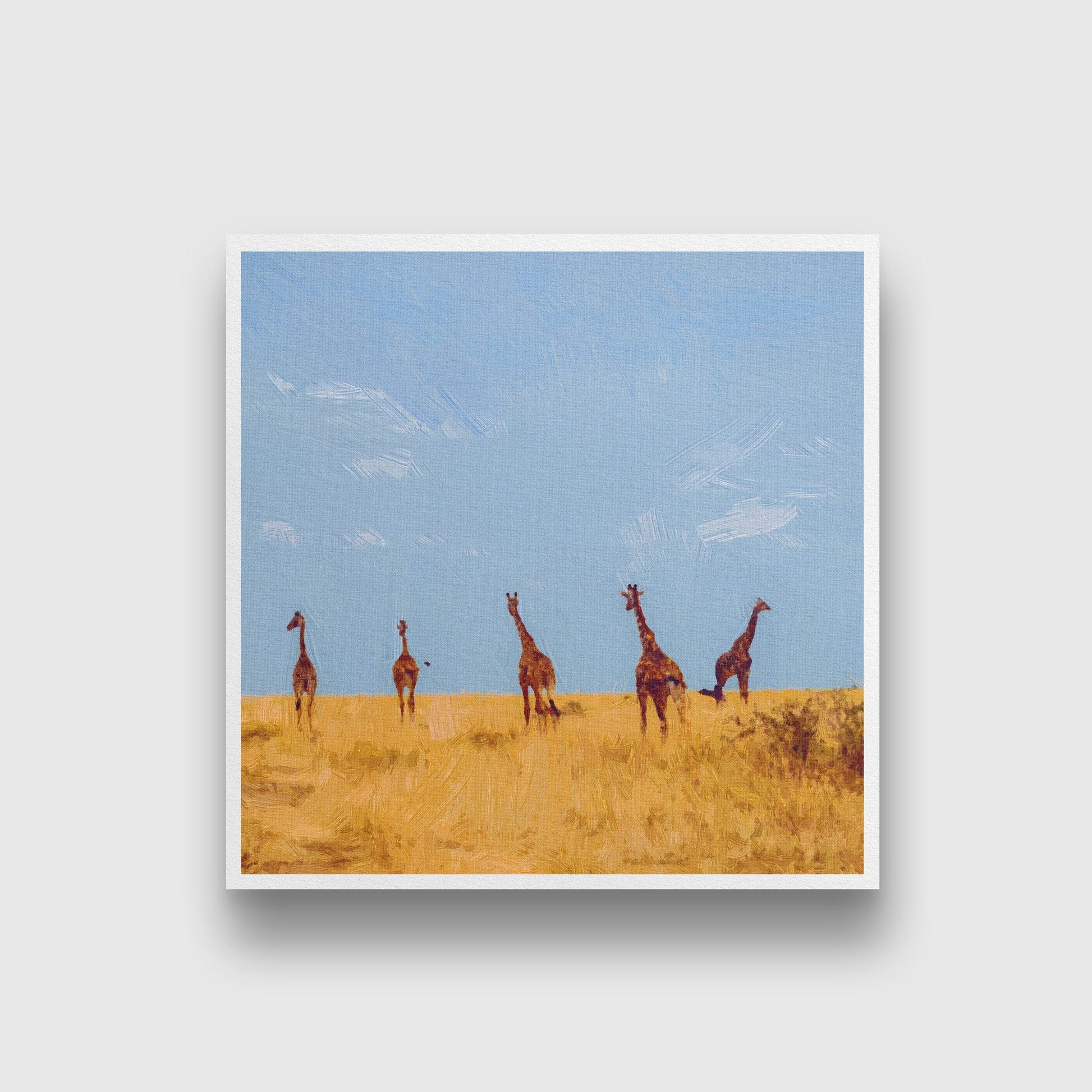 Giraffe Family Painting - Meri Deewar 1 : 1 Square Premium Wall Art Canvas by MeriDeewar