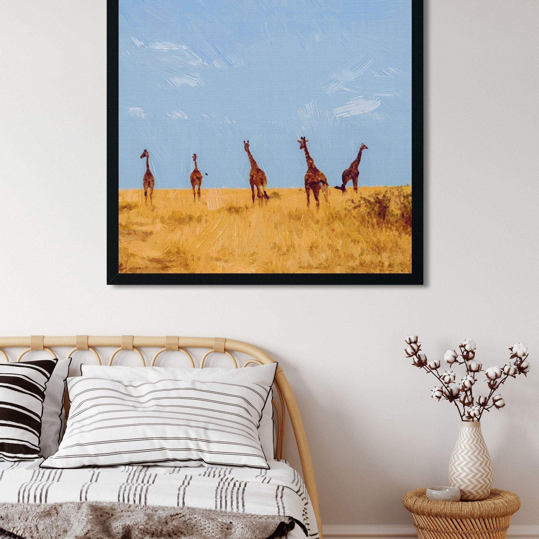 Giraffe Family Painting - Meri Deewar 1 : 1 Square Premium Wall Art Canvas by MeriDeewar