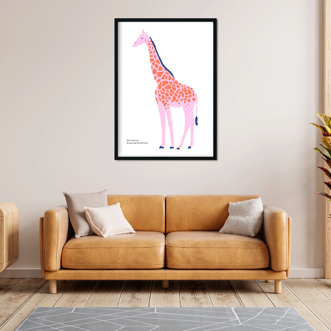 Giraffe minimalist Painting 3 : 4.2 Vertical Premium Wall Art Canvas by MeriDeewar