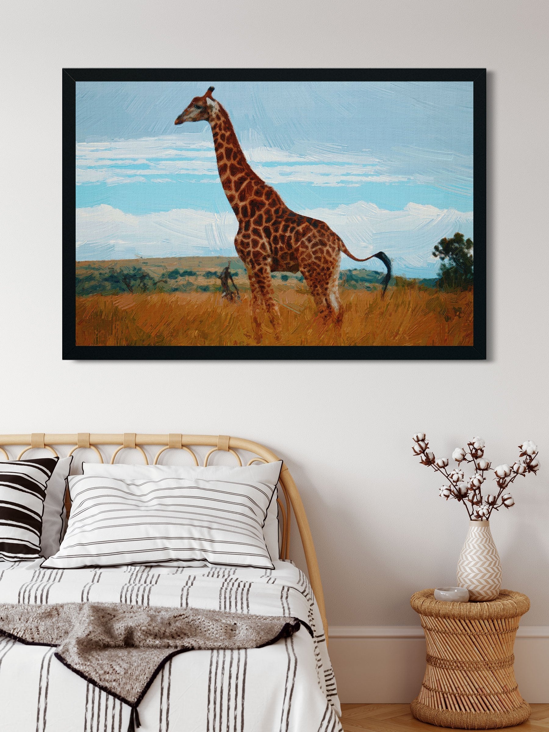 Giraffe Painting - Meri Deewar 2 : 3 Vertical Premium Wall Art Canvas by MeriDeewar