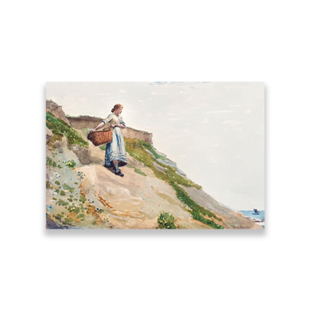 Girl Carrying a Basket painting - Meri Deewar 3 : 2 Horizontal Premium Wall Art Canvas by MeriDeewar