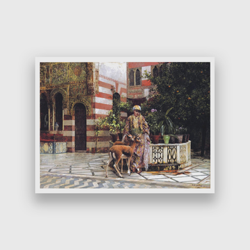 Girl in a Moorish Courtyard Painting 4 : 3 Horizontal Premium Wall Art Canvas by MeriDeewar