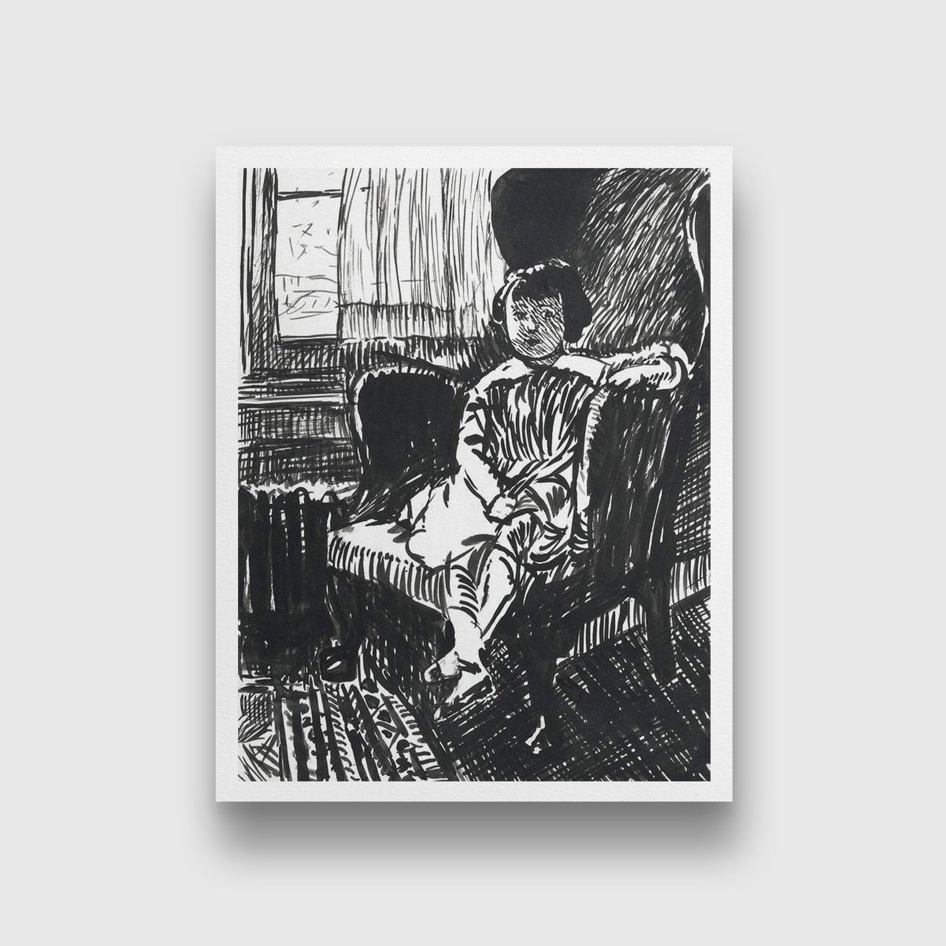 Girl Seated in Chair Henry Lyman Saÿen Painting - Meri Deewar 3 : 4 Vertical Premium Wall Art Canvas by MeriDeewar