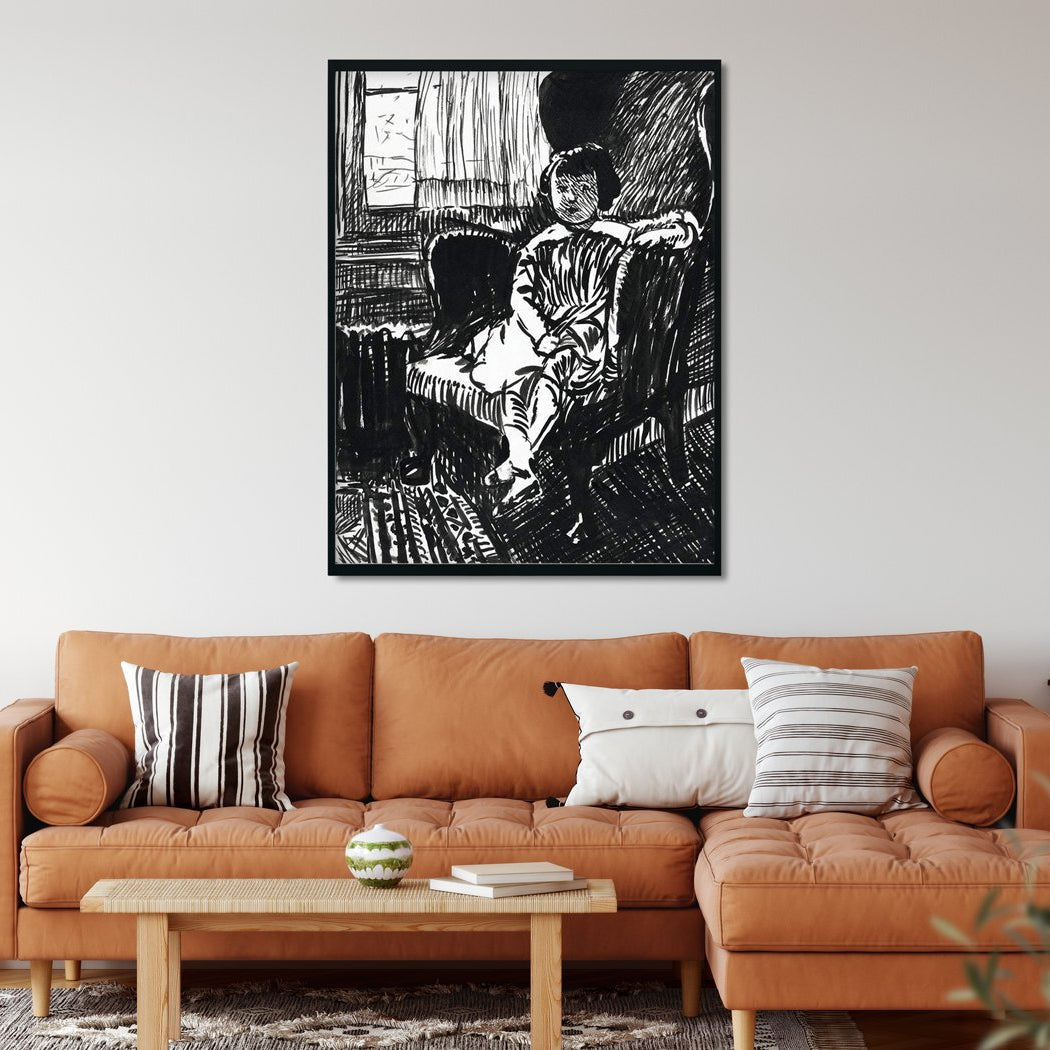 Girl Seated in Chair Henry Lyman Saÿen Painting - Meri Deewar 3 : 4 Vertical Premium Wall Art Canvas by MeriDeewar