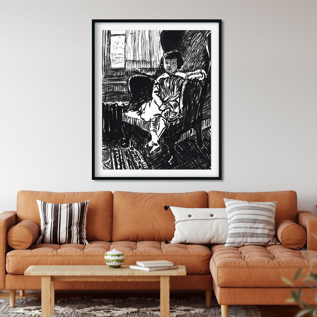 Girl Seated in Chair Henry Lyman Saÿen Painting - Meri Deewar 3 : 4 Vertical Premium Wall Art Canvas by MeriDeewar