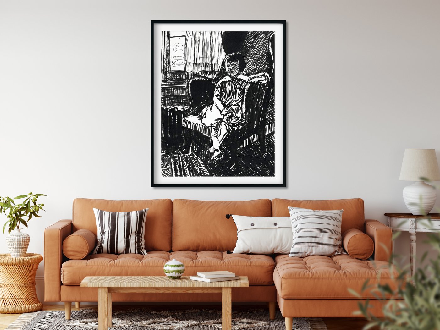 Girl Seated in Chair Henry Lyman Saÿen Painting - Meri Deewar 3 : 4 Vertical Premium Wall Art Canvas by MeriDeewar