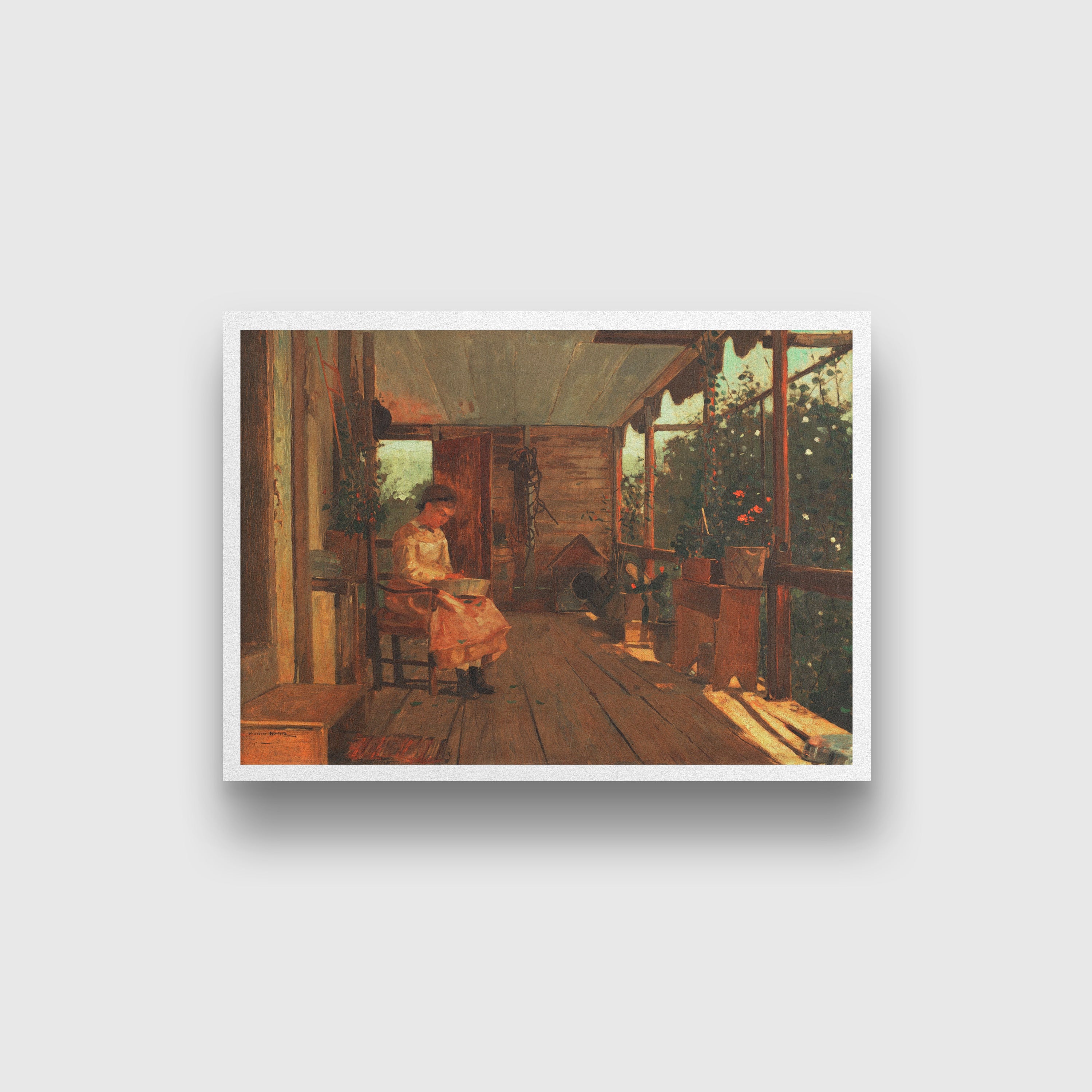 Girl Shelling Peas painting - Meri Deewar 3 : 2 Horizontal Premium Wall Art Canvas by MeriDeewar