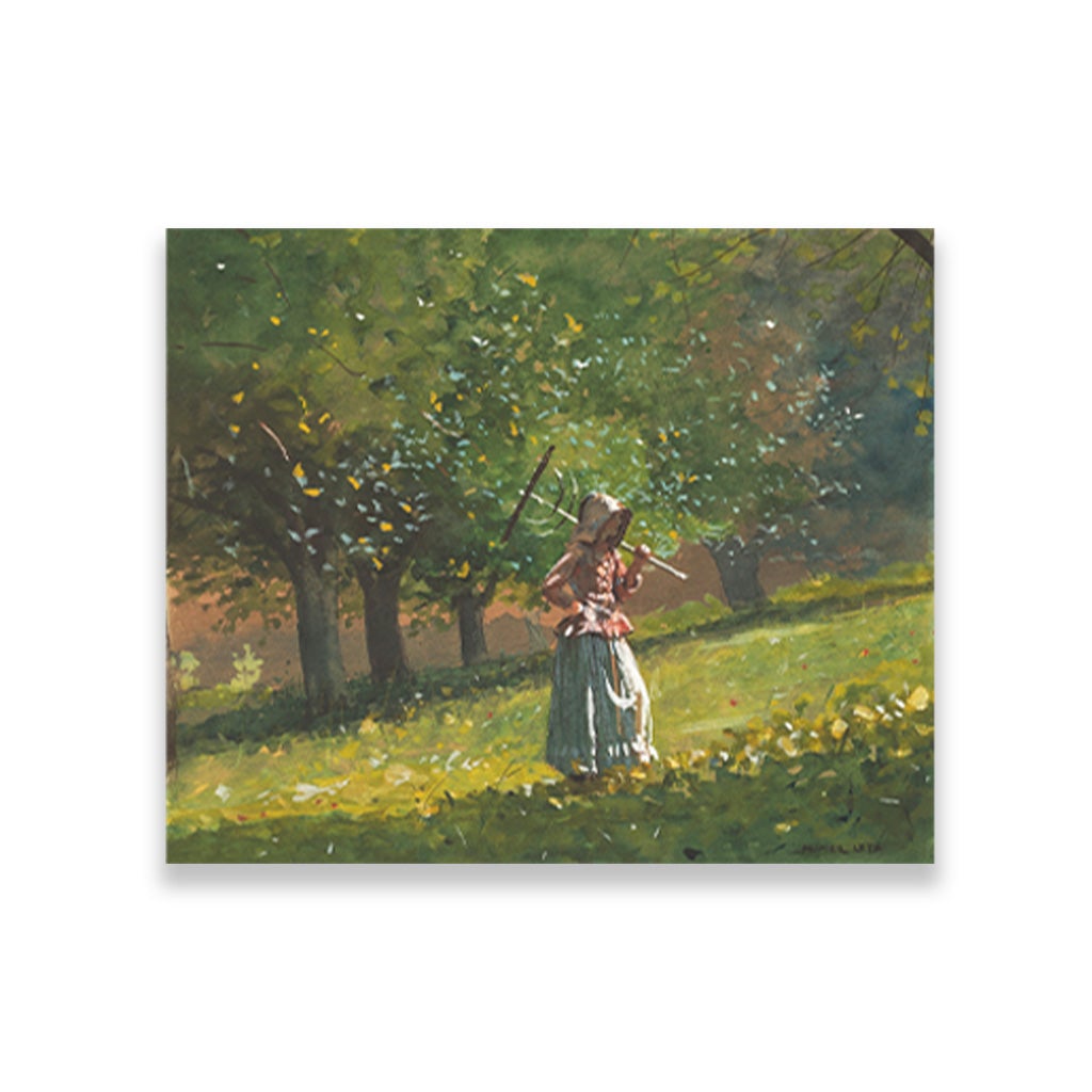 Girl with Hay Rake painting - Meri Deewar 6 : 5 Horizontal Premium Wall Art Canvas by MeriDeewar