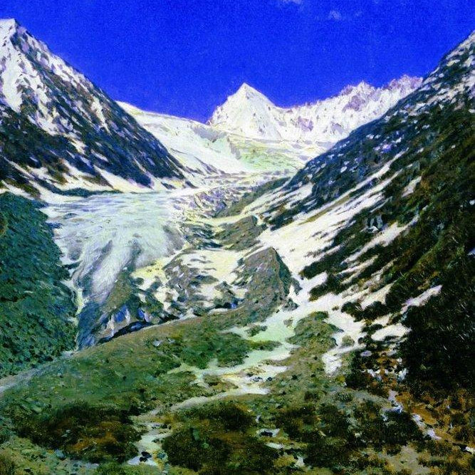 Glacier on the way from kashmir to ladakh Painting - Meri Deewar 2 : 3 Vertical Premium Wall Art Canvas by MeriDeewar